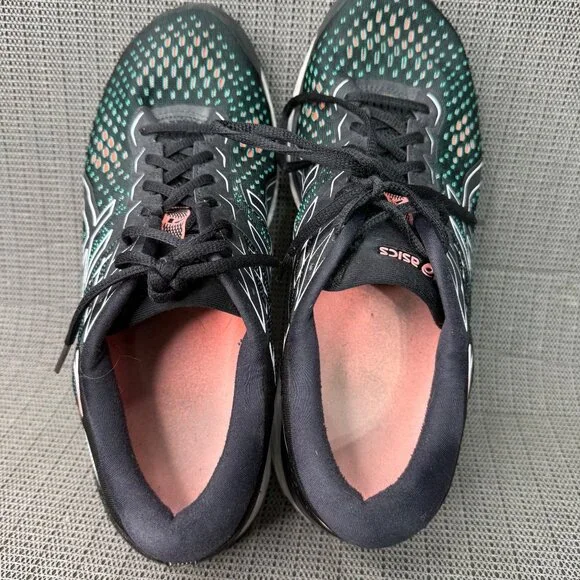 Asics Gel-Cumulus 12 Mens Size 12 Black & Green Running Shoes Rubber Sole - Picture 6 of 8